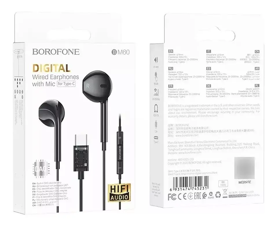Audifono Manos libres tipo C negro BM60 Borofone 3