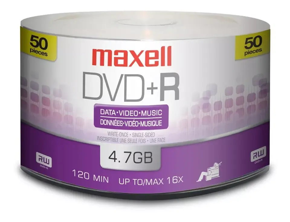 50 Discos Grabable De Una Sola Escritura Dvd+r 4,7 Gb, 16x, X50 1