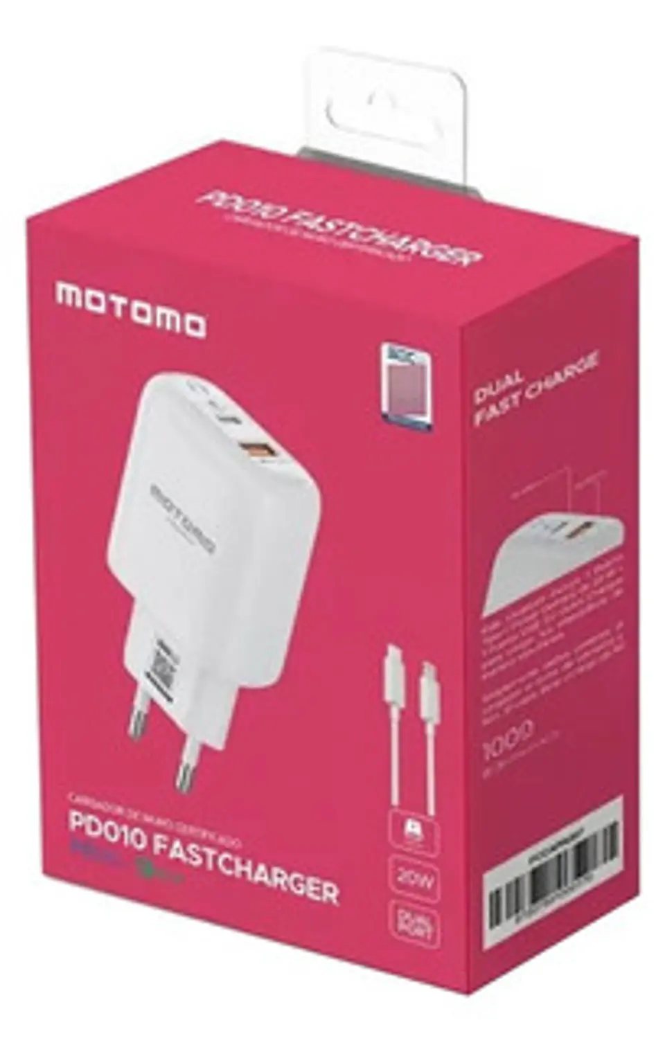 Cargador dual USB-C 20W y USB 3.0 + Cable USB-C  2