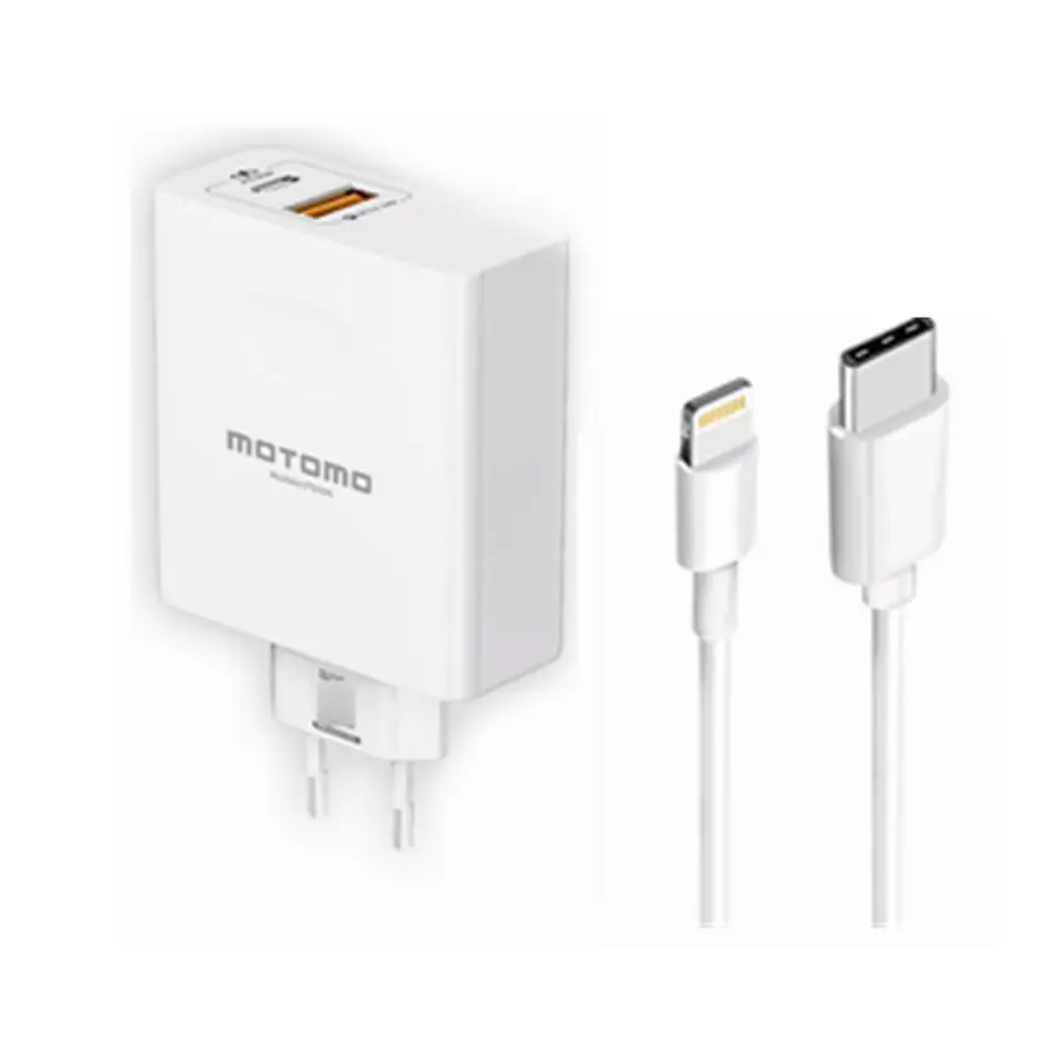 Cargador dual USB-C 20W y USB 3.0 + Cable USB-C a Lightning 1