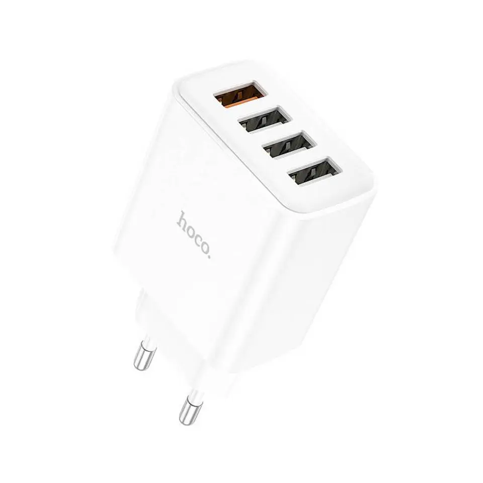 Cargador Hoco C102A 18w QC3.0 4 Puertos Blanco 1