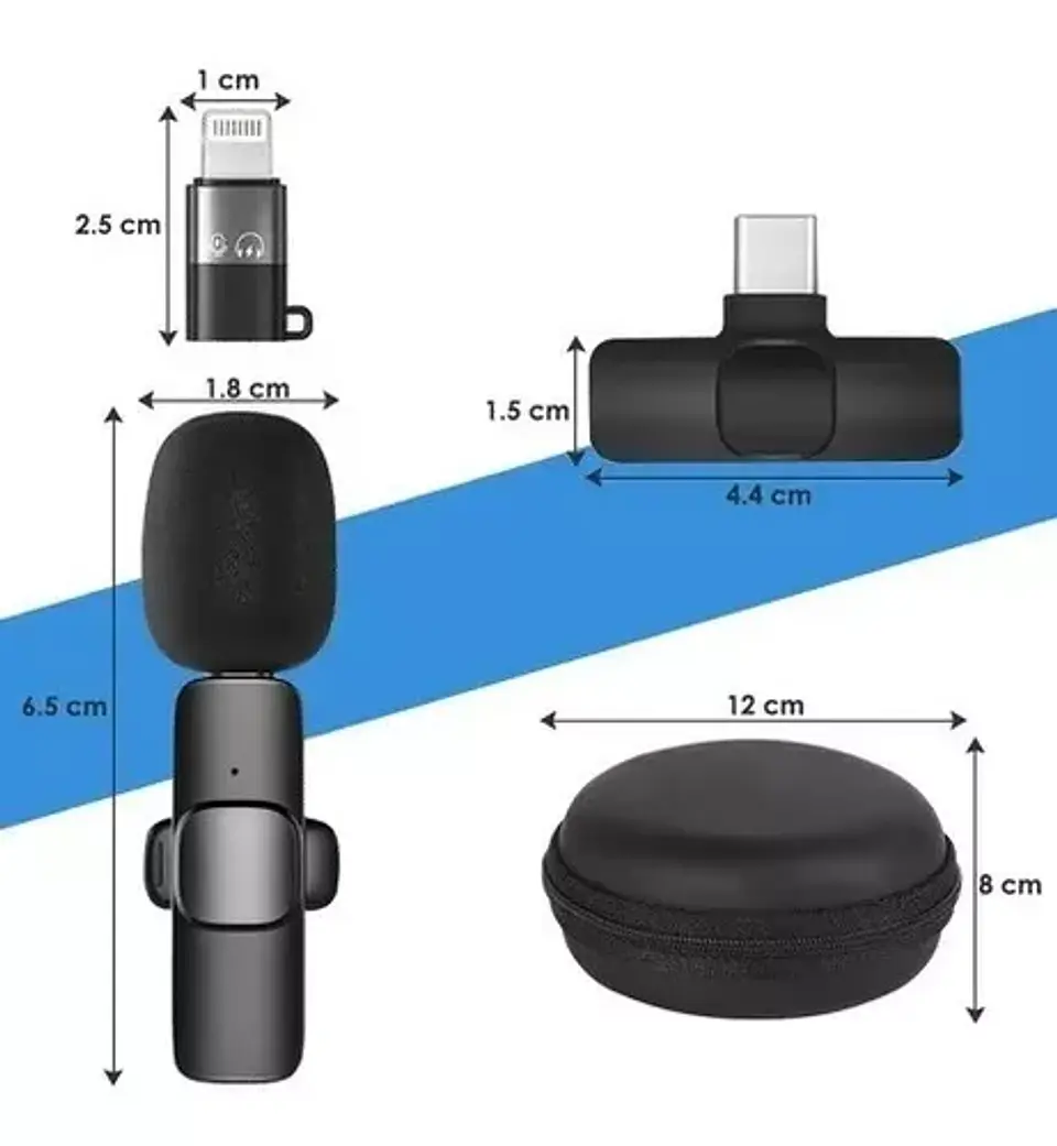 2 micrófonos Inalámbricos Solapa Lavalier USB-C y Lightning 2