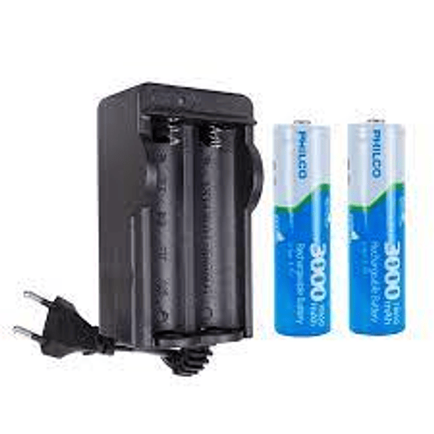 Cargador Philco Para Bateria De Litio 18650 + 2 Baterias 3