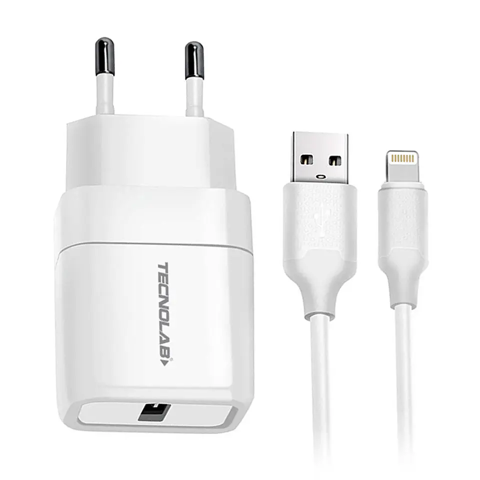 Cargador rapido QC3.0 turbo lightning tecnolab blanco 1