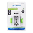 Cargador con 2 pilas AAA 1200mAh Recargables 1,2v 2