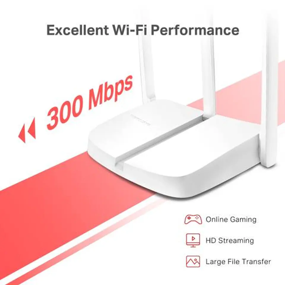 Router Mercusys MW306R, Wi-Fi, 2.4GHz, 300 Mbps, Ethernet 3