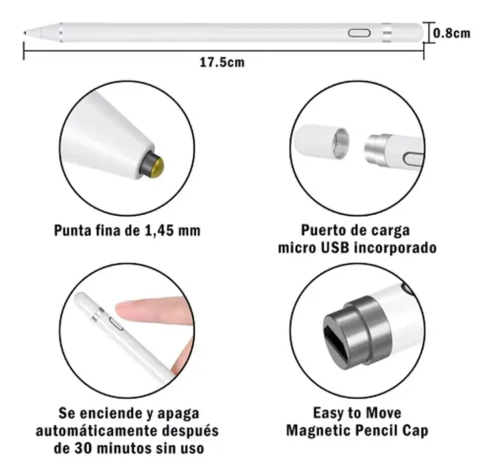 Lápiz Óptico Para iPad Ios, Tablet Android Stylus USB-C 3