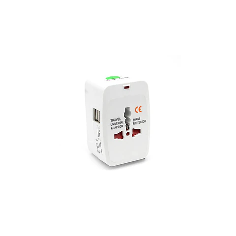 Adaptador de viaje universal 110v-240v  + 2 USB 