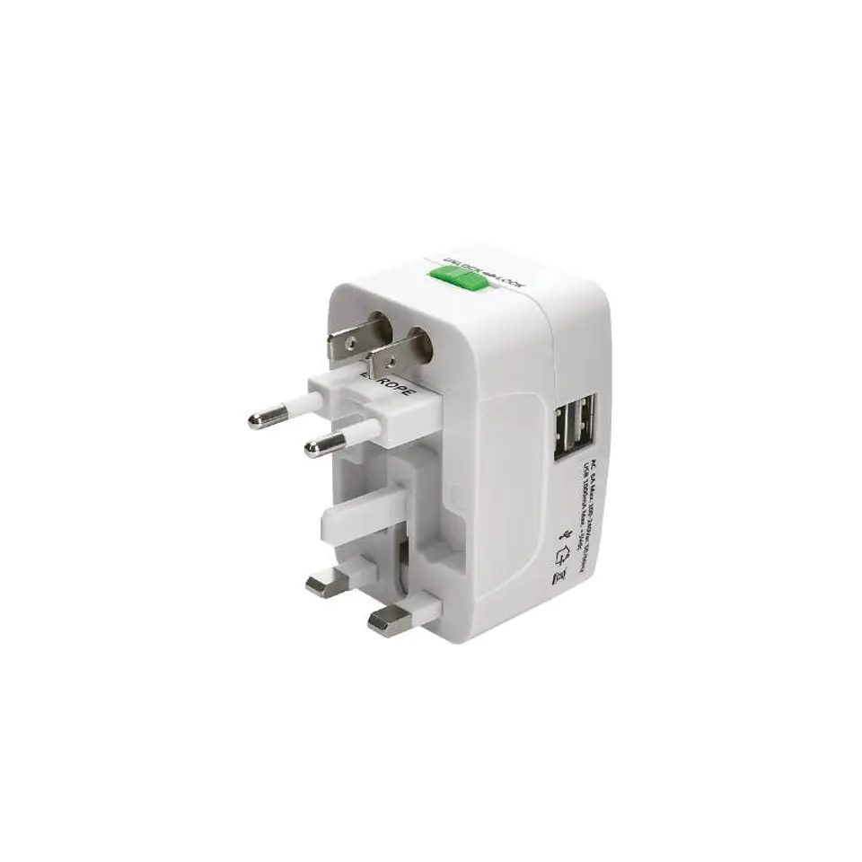 Adaptador de viaje universal 110v-240v  + 2 USB  2