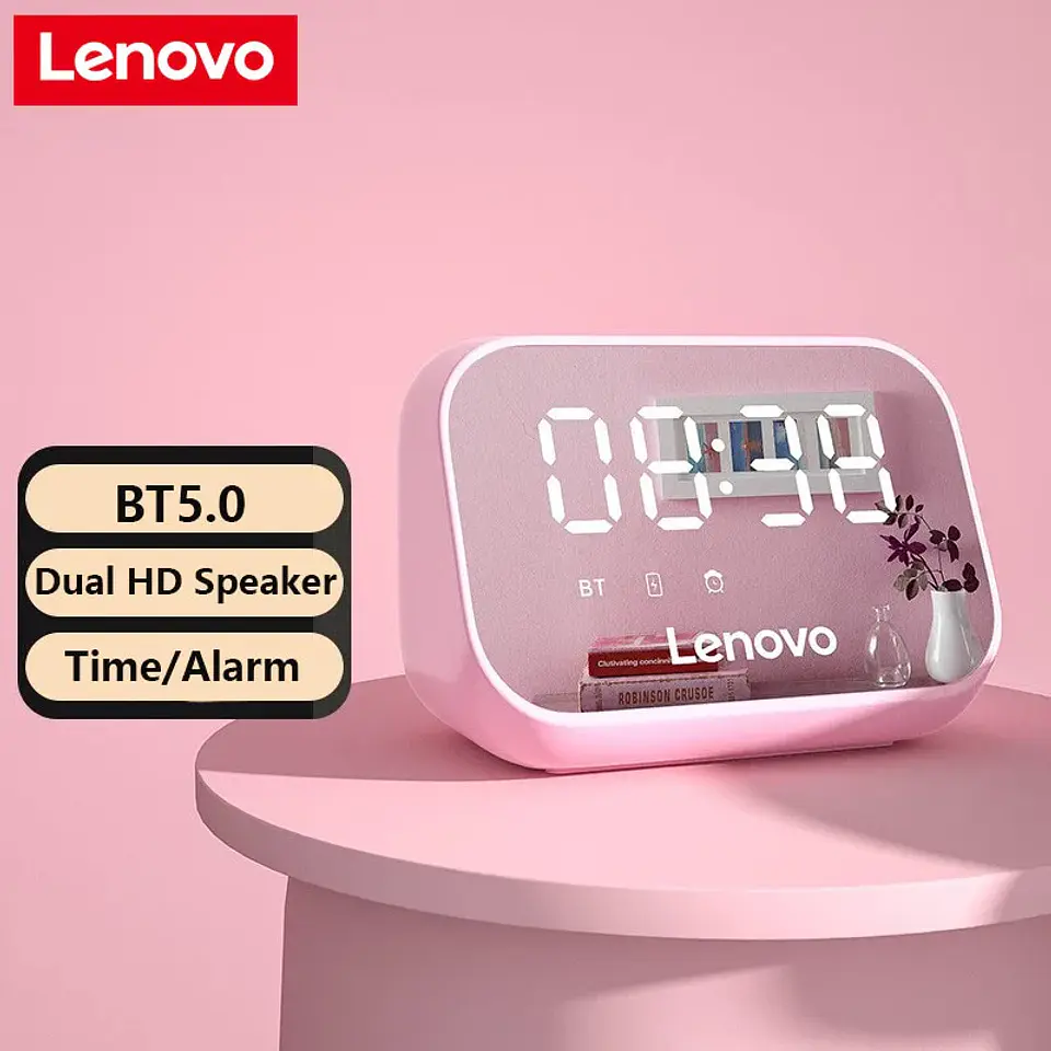 Parlante con reloj LENOVO TS13 ROSADO 2