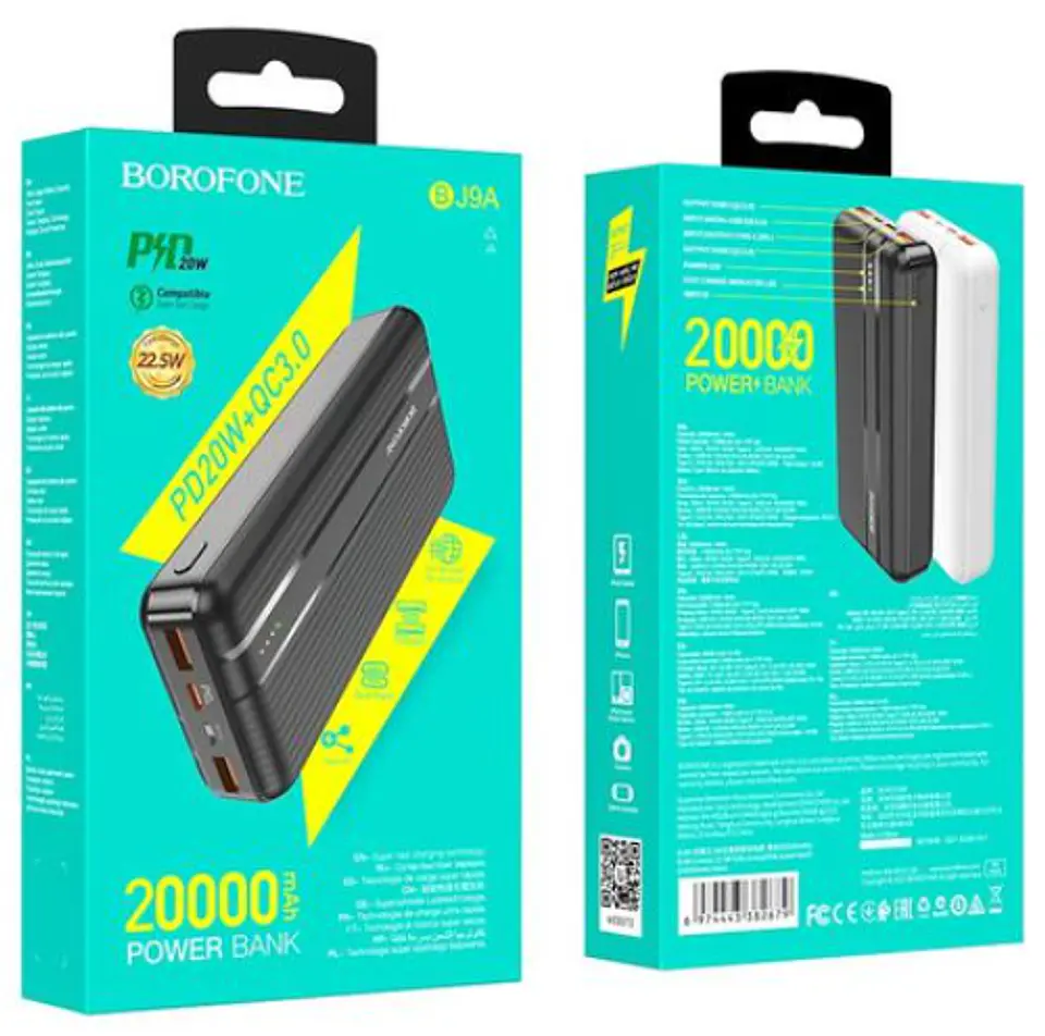 Borofone PD 20W + QC 3.0 20000mAh Fast Charging Power Bank - BJ9A - White 2