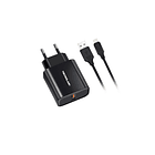 Cargador Rápido Certificado QC 3.0 Negro Con Cable Micro USB 1M. Tecnolab 1