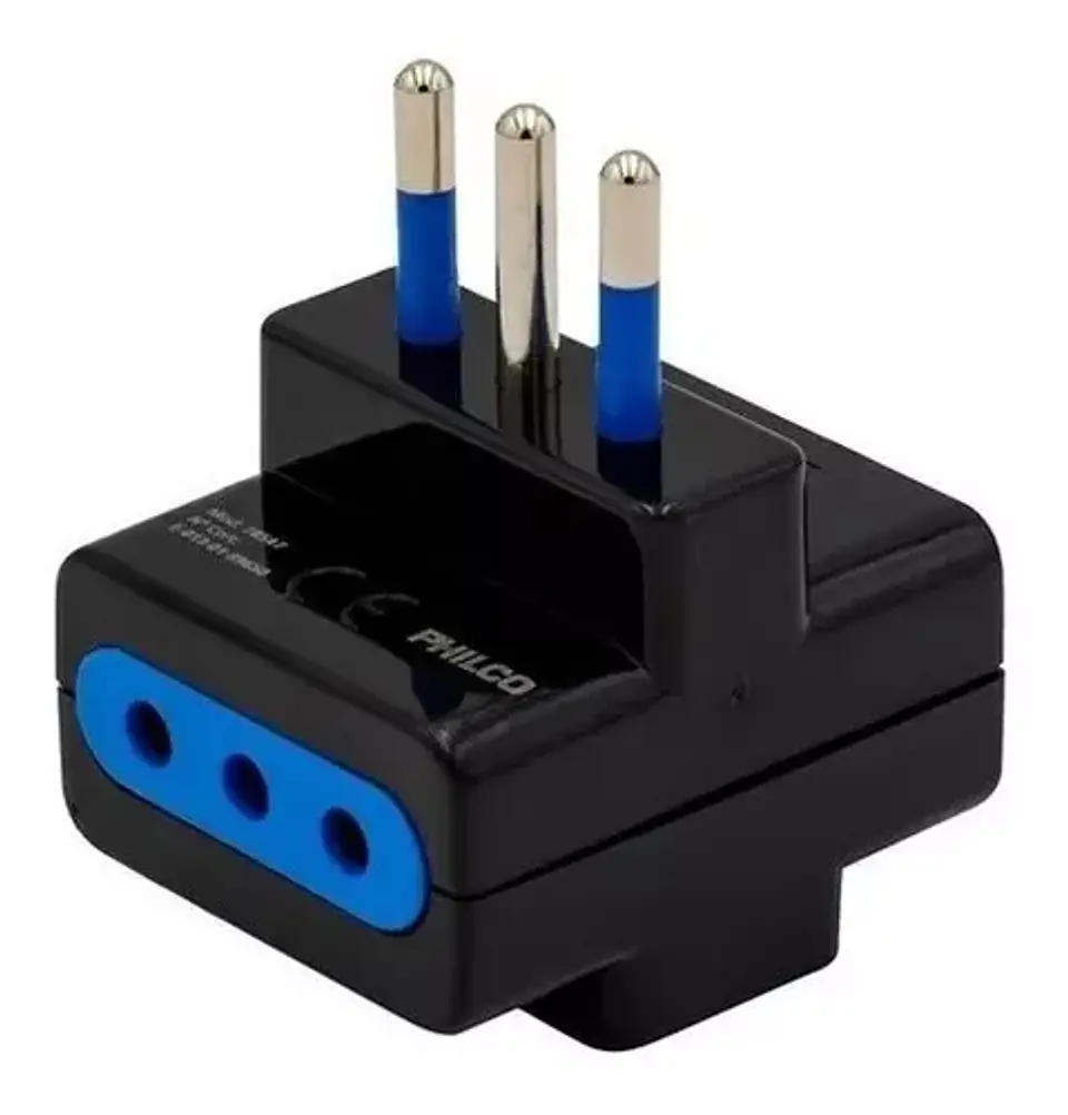 Adaptador Triple Negro 3 Conectores Enchufe Philco 250V-10A 1