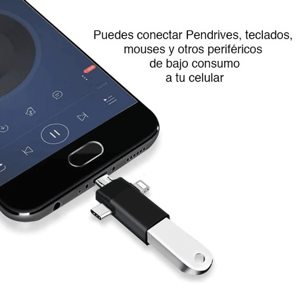 Adaptador OTG 3 EN 1  micro-USB-C-Lightning A USB 3.0 4