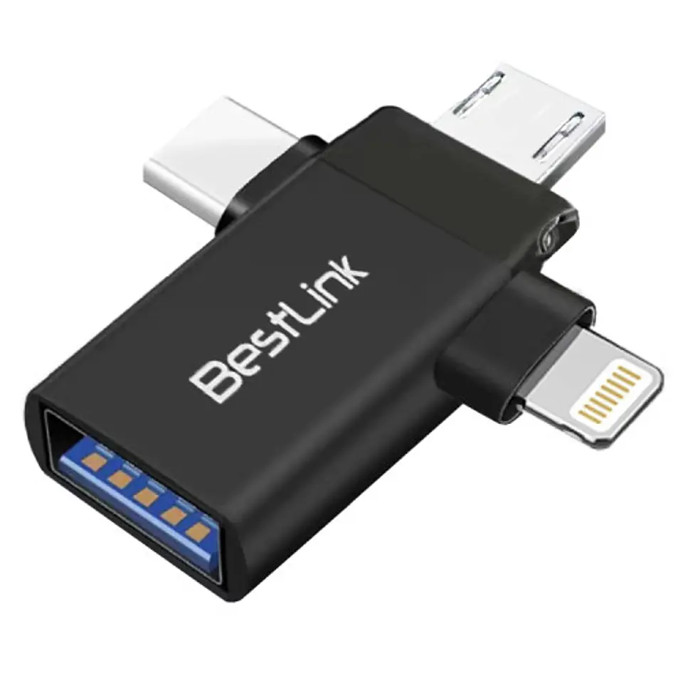 Adaptador OTG 3 EN 1  micro-USB-C-Lightning A USB 3.0 1