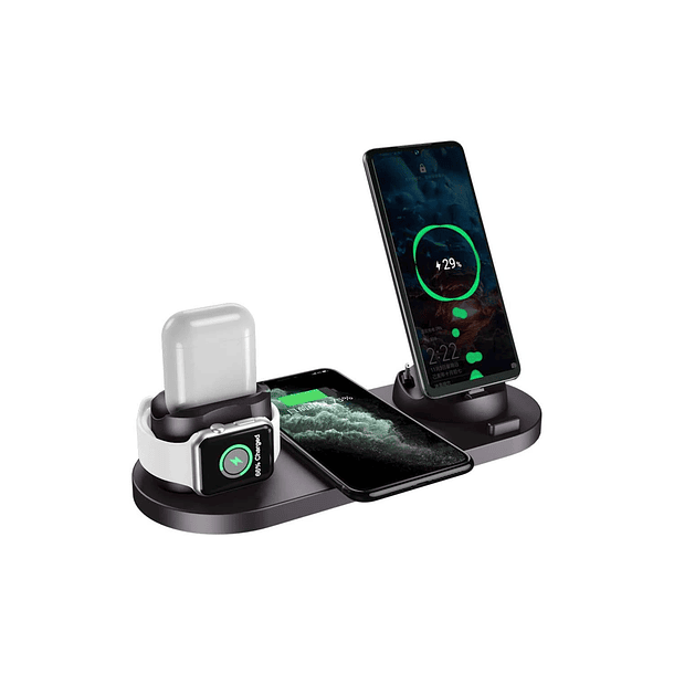 Cargador estación organizadora 6 EN 1 IOS y Android  15W 1