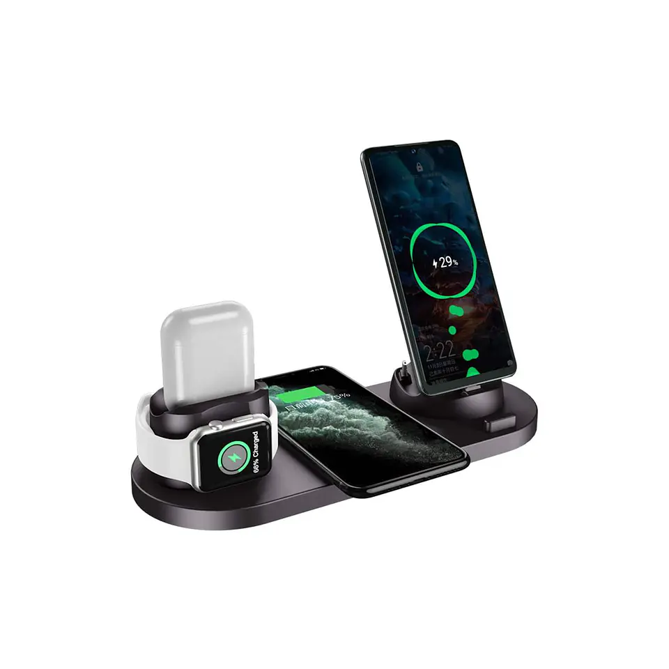 Cargador estación organizadora 6 EN 1 IOS y Android  15W 1