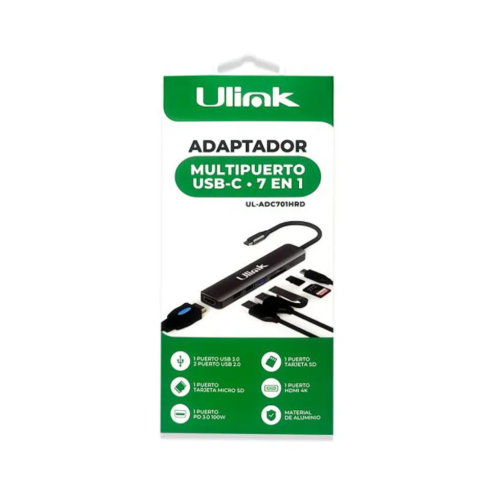 HUB USB-C 7 EN 1 (1 HDMI + 1 USB-C PD 100W + 1 MICROSD + 1 SD + 2 USB 2.0 + 1 USB 3.0) 3