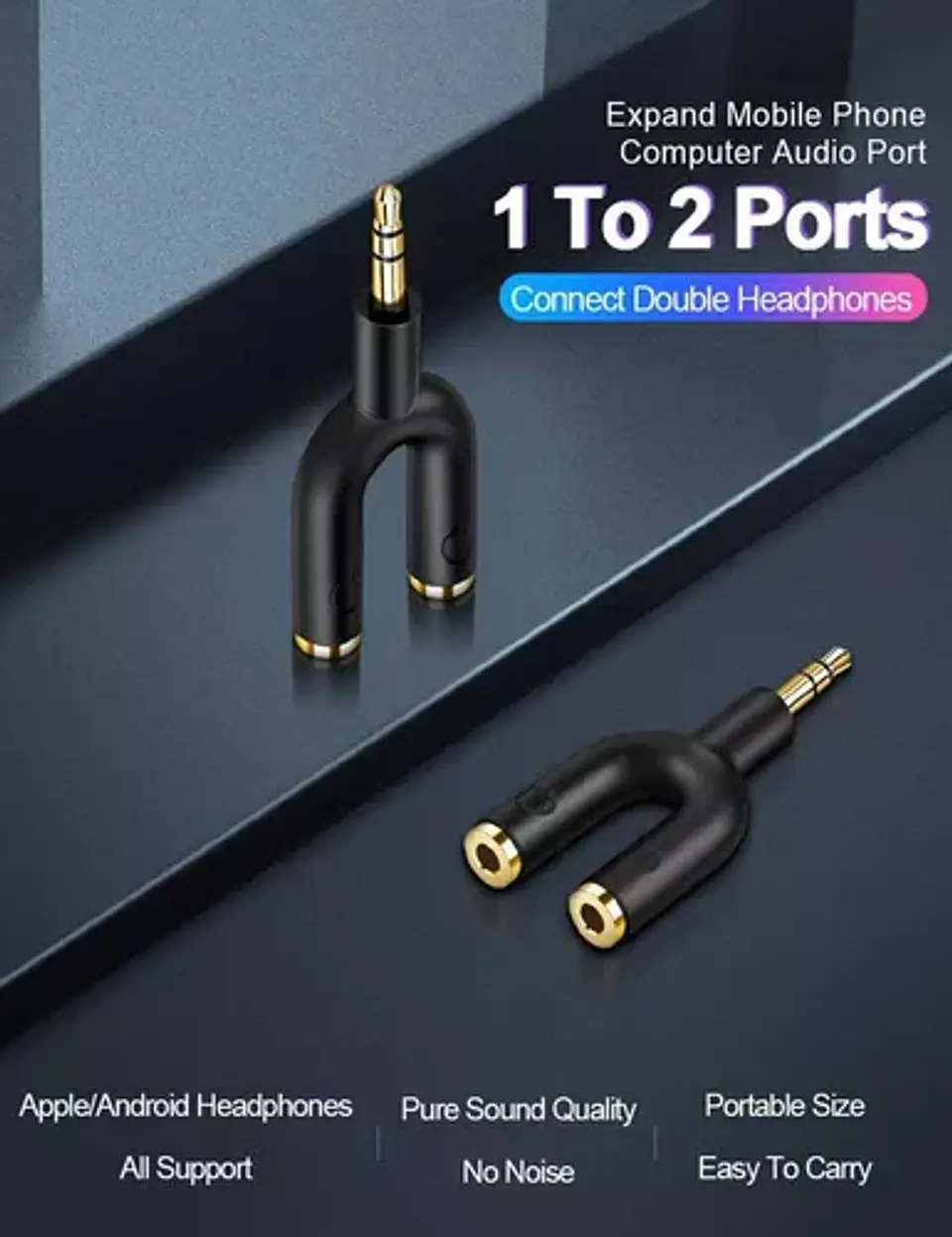 Adaptador de audio duplicador 3.5 Macho a dos 3.5 Hembra 2