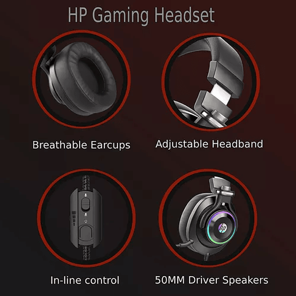 Audífonos Gamer Hp H360 On Ear Jack 3.5mm 4