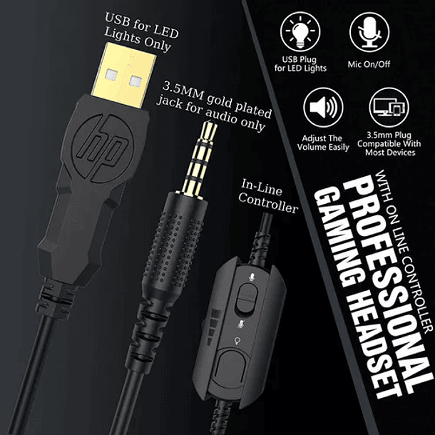 Audífonos Gamer Hp H360 On Ear Jack 3.5mm 5