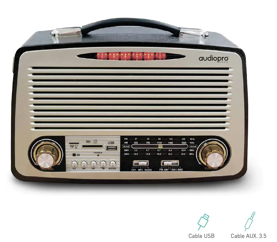 Radio retro portátil BT/FM/SD ap02051  1