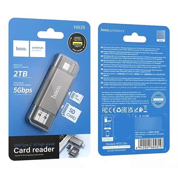 Lector de Memoria MicroSD USB/USB-C 3.0 Hasta 2TB 5