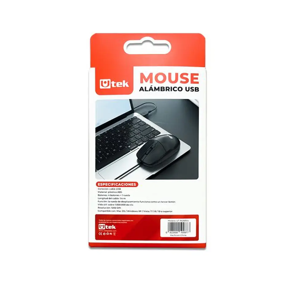 Mouse alámbrico USB 1200dpi 4