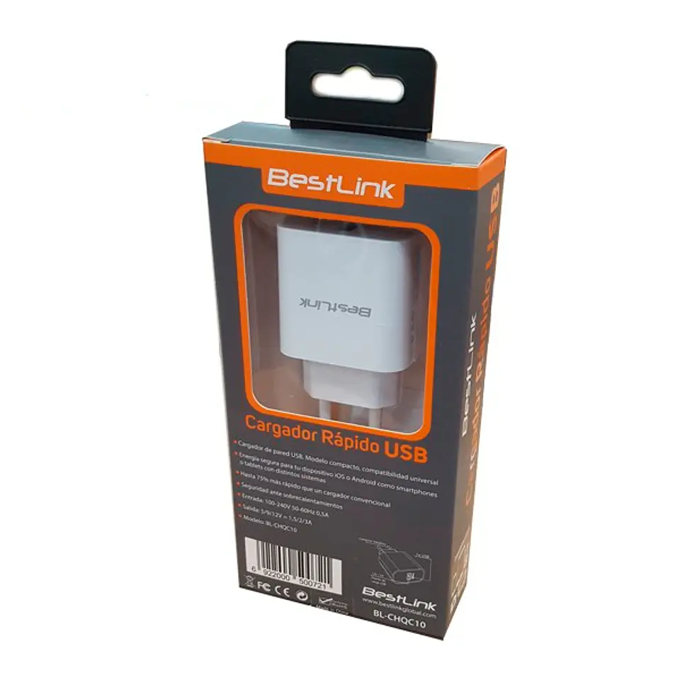 Cargador de pared USB con tecnologia QC s/cable 4