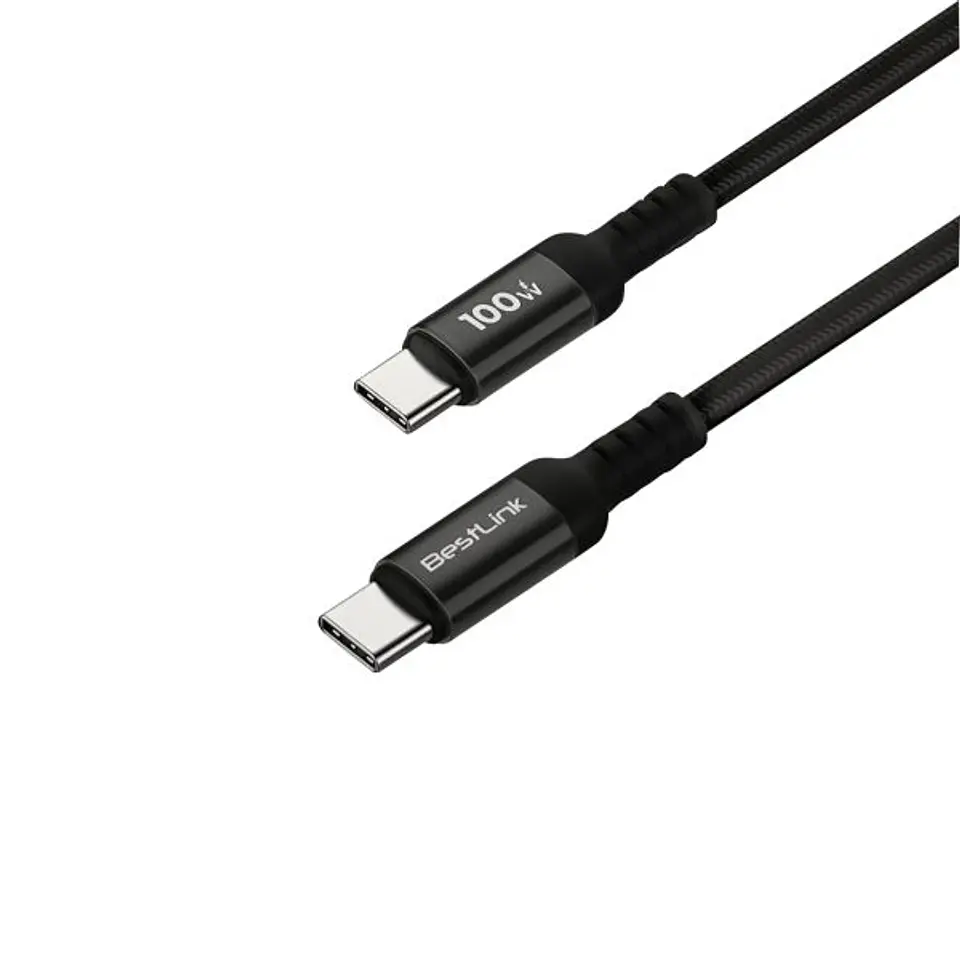 Cable de carga y datos USB-C A USB-C  100W NEGRO 1.2 MTS  1