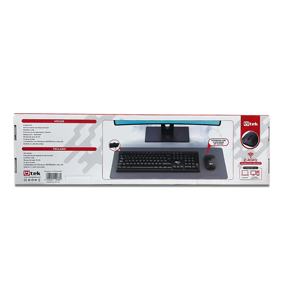 Combo teclado + mouse inalambrico UTEK  10MT 1200dpi  6