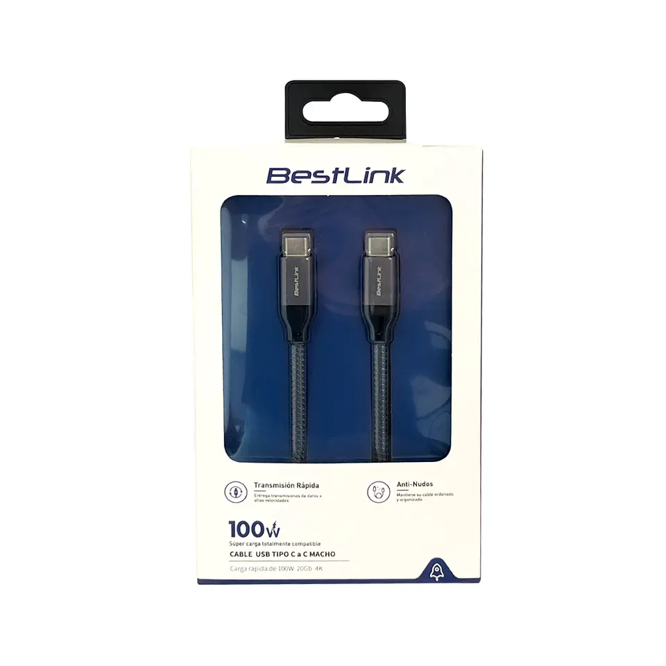 Cable de carga USB-C A USB-C macho 100W 20GB 4K  3
