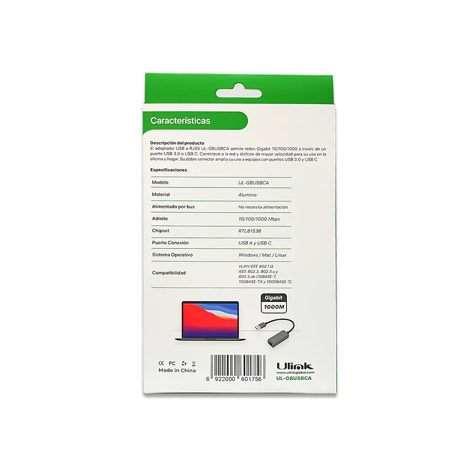 Adaptador de RED DUAL USB-C y USB a RJ45 (10/100/1000) megas 4