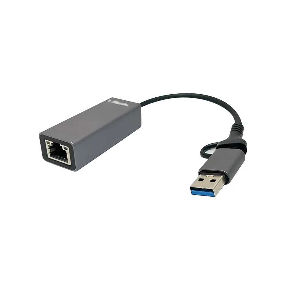 Adaptador de RED DUAL USB-C y USB a RJ45 (10/100/1000) megas 3