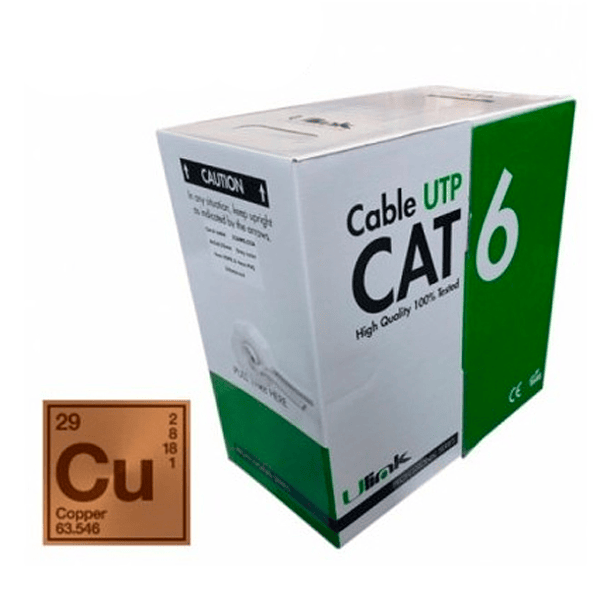 305M Caja de Cable de red Cat6, 24 AWG, 100% cobre, 4x2x0,52,  2