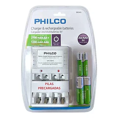 Cargador con 4 pilas 2 AA 2700mAh + 2 AAA 1200mAh Recargables 1,2v