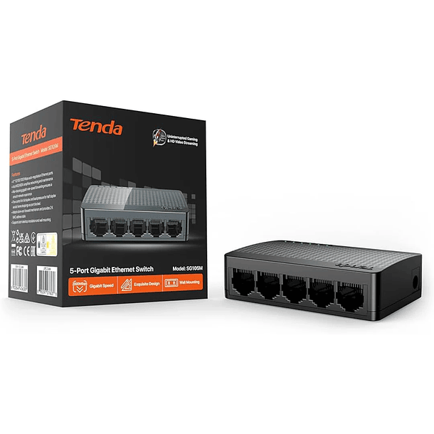 SWITCH 5 PUERTOS ETHERNET GIGABIT SG105M TENDA 1