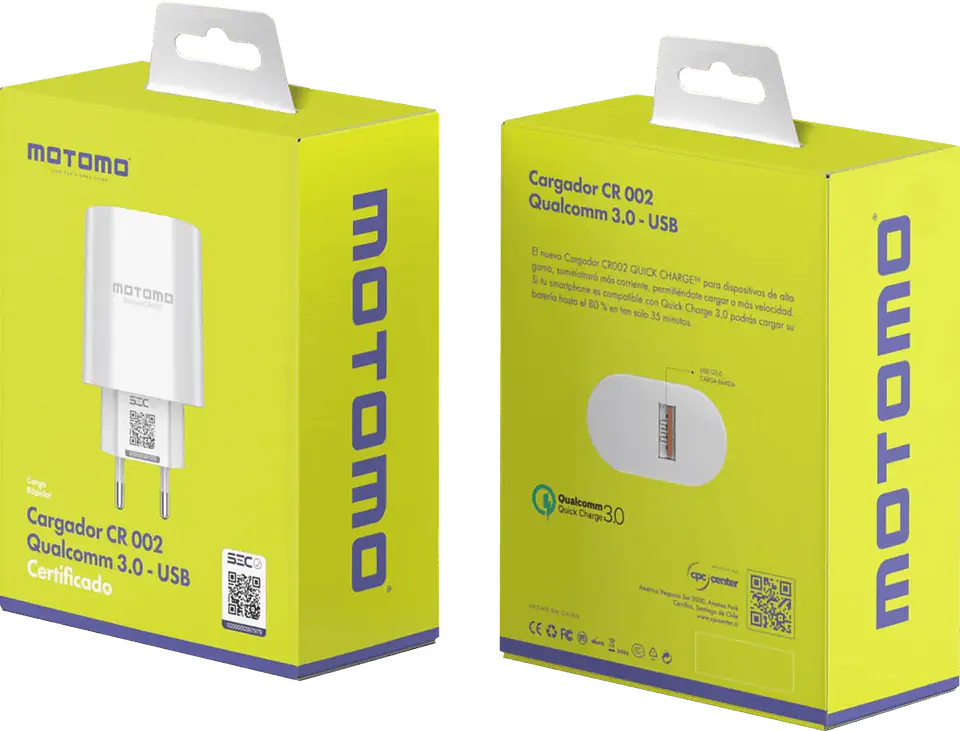 Cargador CR002 qualcomm 3.0 USB certificado  3