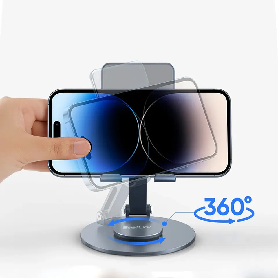 Soporte de aluminio para tablet y smartphone plegable giratorio  2