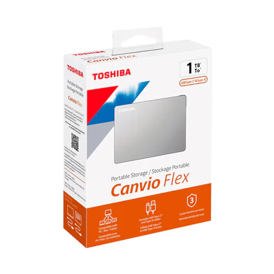 Disco duro externo portable TOSHIBA CANVIO FLEX 1TB USB-C DUAL  2