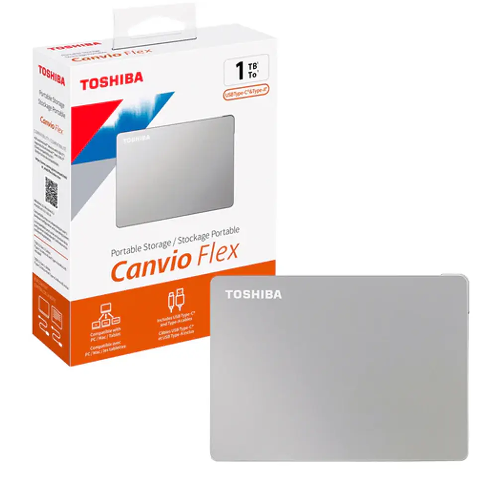 Disco duro externo portable TOSHIBA CANVIO FLEX 1TB USB-C DUAL  1