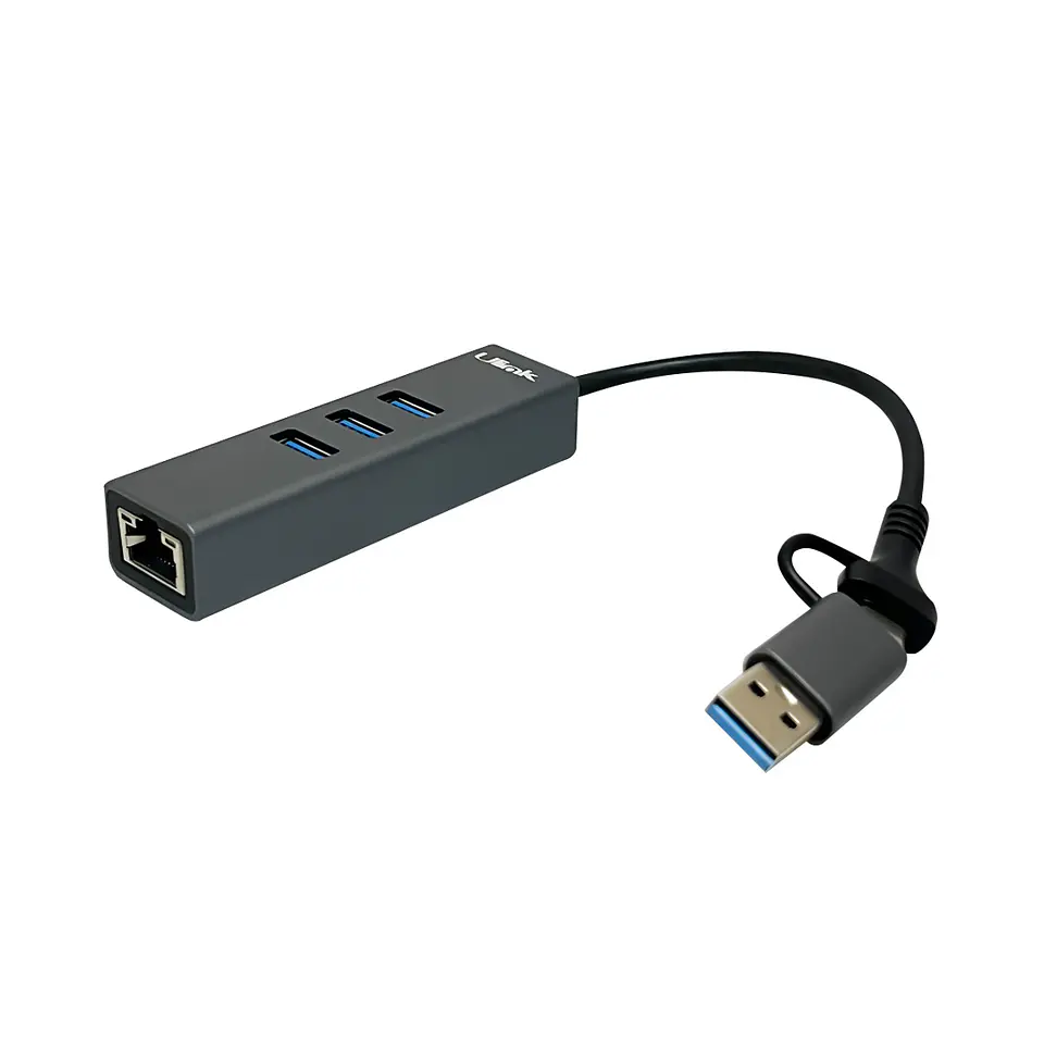 Adaptador de RED DUAL USB-C y USB 4 en 1 (1 RJ45 1000 megas + 3 USB 3.0) 3