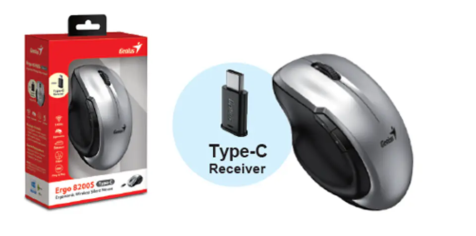Mouse inalambrico Genius Ergo 8200S TIPO C  2