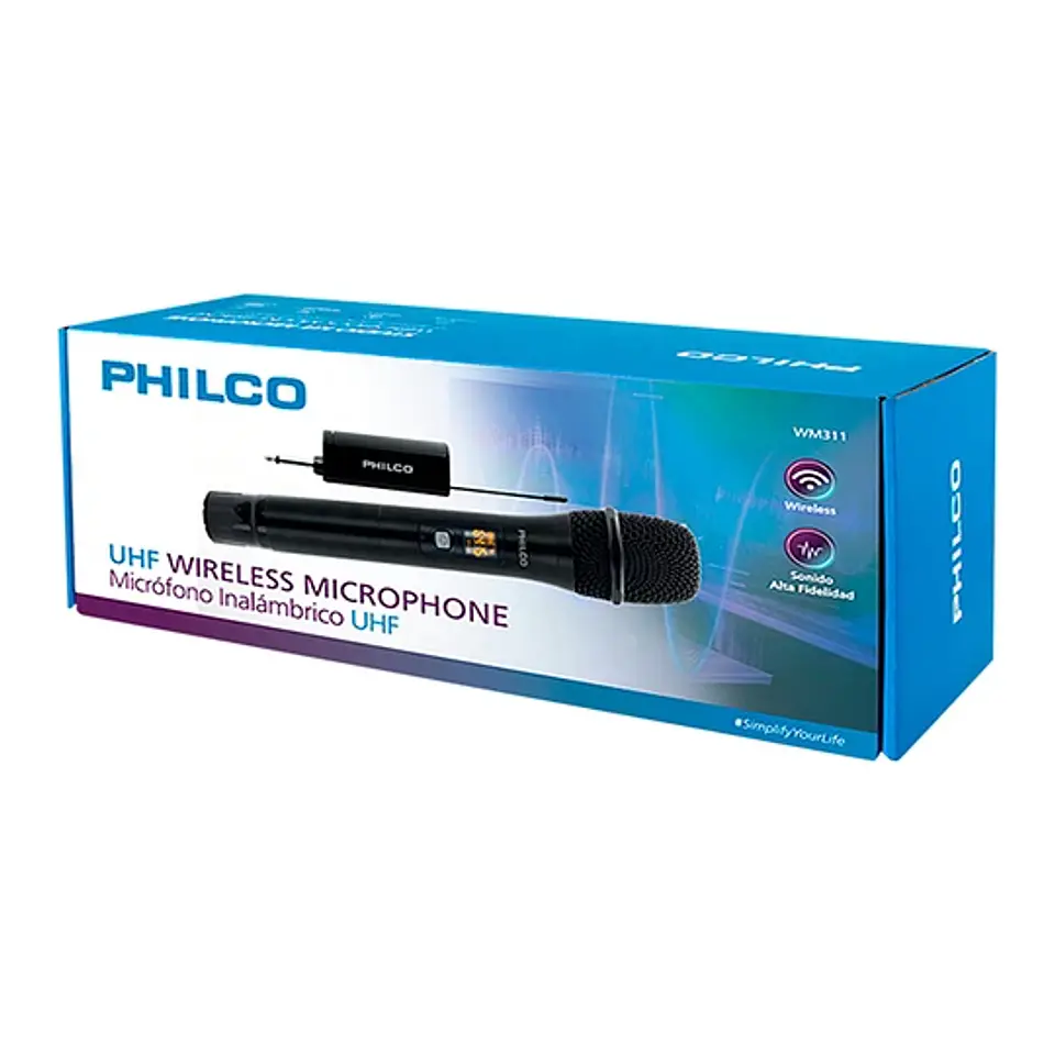 Microfono inalambrico UHF receptor recargable PHILCO  3