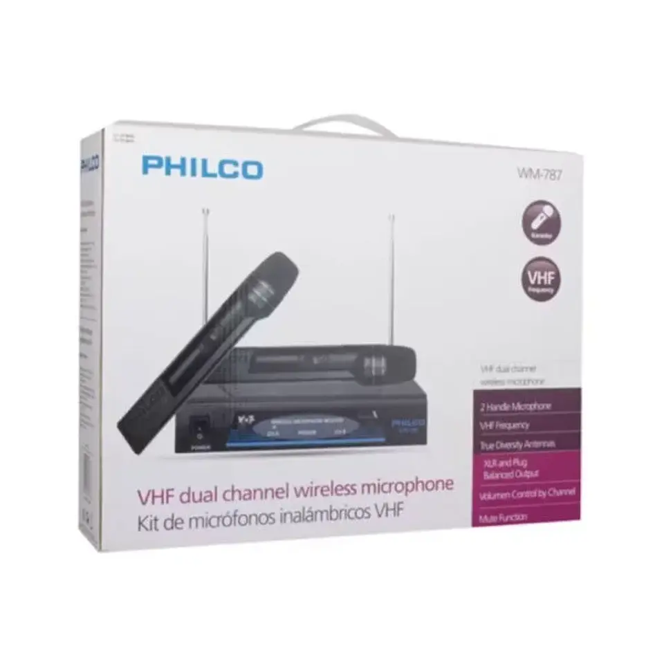 PHILCO KIT DE MICRÓFONOS INALÁMBRICOS PRO WM787 VHF 3