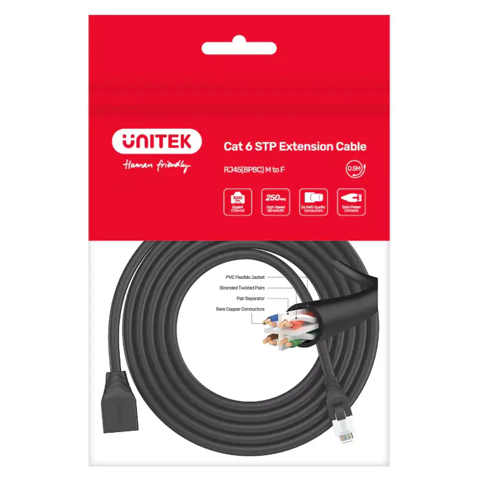 Extensor cable de red CAT6 Macho- Hembra 1 mts UNITEK  5