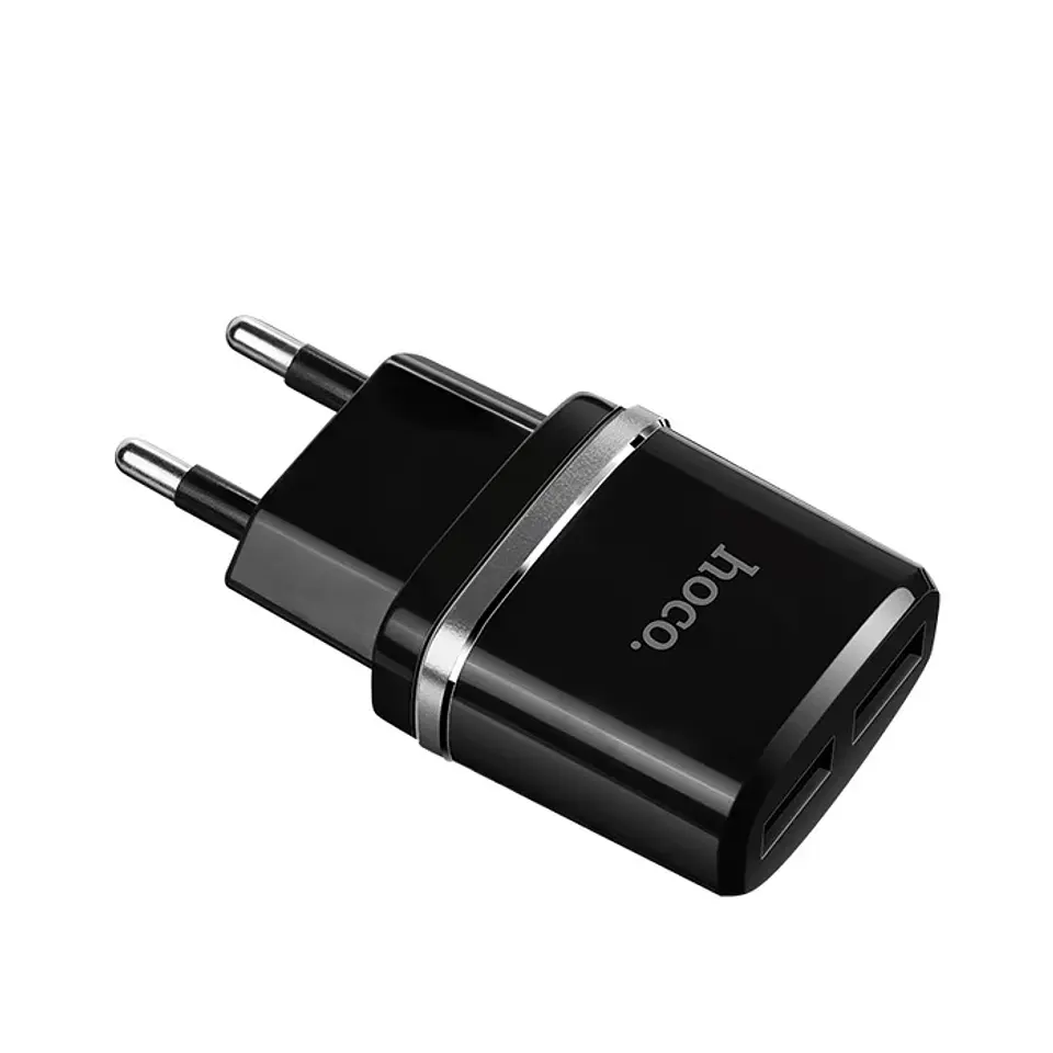Cargador sin cable 2 USB 2.4 HOCO C12 Negro  2