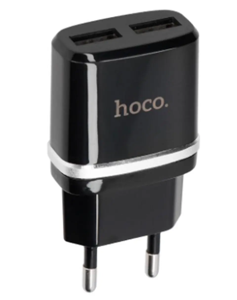 Cargador sin cable 2 USB 2.4 HOCO C12 Negro  1