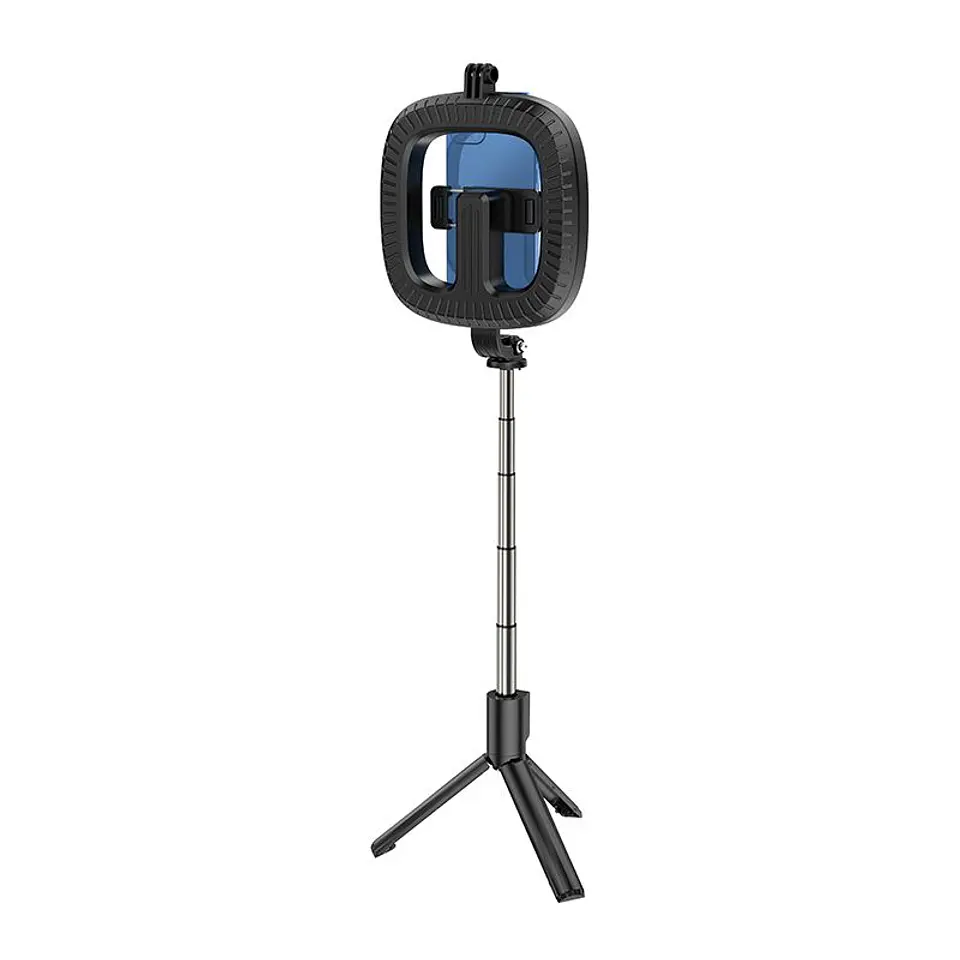 Tripode selfie con aro de luz para celular HOCO LV03 Negro  3
