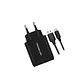 Cargador rapido certificado QC 3.0 con cable micro USB 1M negro - Miniatura 1